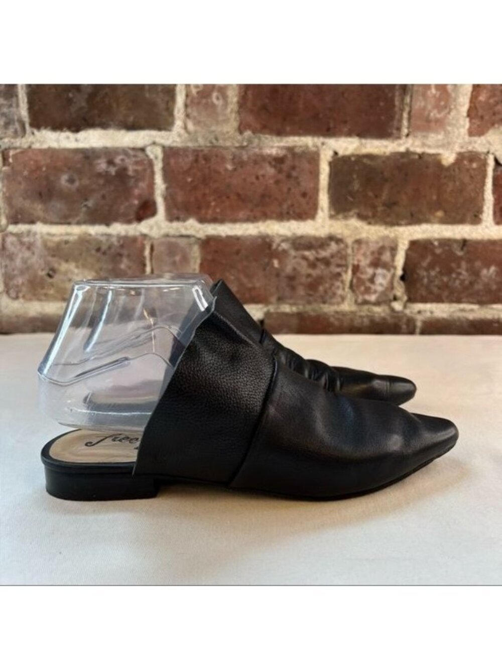 Free People Siena Slip on Black Leather Mule Sz 36.5 US 6